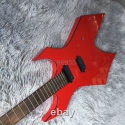 Red Unfinished DIY special shape Electric Guitar Kit Black Binding 24F