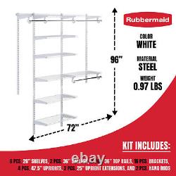 Rubbermaid Configurations 3-6 Feet Custom DIY Closet Organizer Deluxe Kit, White