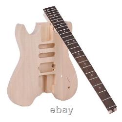 US Unfinished DIY Electric Guitar Kit Basswood Body Maple Neck NO Headstock W5D7