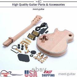 Unfinished Custom LP Electric Guitar Kits Flamed Maple Top DIY Gold Hardware USA