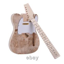 Unfinished DIY Electric Guitar Kit Basswood Body Burl Surface Maple Wood Neck