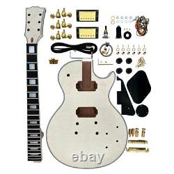Unfinished DIY Electric Guitar Kit Ebony Fretboard Flame Maple Top Free Shipping
