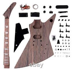 Unfinished DIY Electric Guitar Kit Free Shipping Whole Body Zebrawood