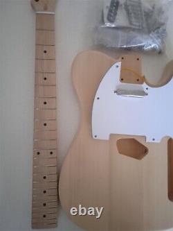 Unfinished DIY Electric Guitar Kit Mahogany Body 6 String Maple Neck