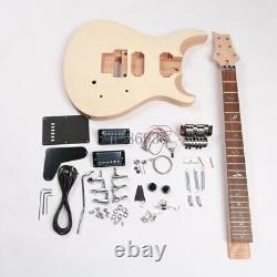Unfinished DIY Electric Guitar Kits Flamed Maple Top Chrome Hardware FR Bridge