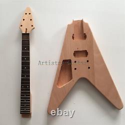 Unfinished DIY Flying V Shape Left-Handed Electric Guitar no Kits Fast Ship