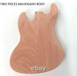 Unfinished DIY Jazz Bass Kit Mahogany Body, Maple Neck, Rosewood Fretboard