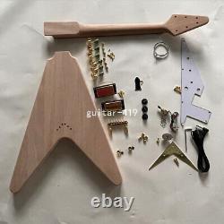 Unfinished Electric Guitar DIY Kit String Through Body Custom Bridge Accessories