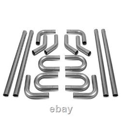 Universal 16-Pieces 2.5OD Steel DIY Custom Exhaust Pipe Straight & Bands Kit