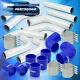 Universal 2.5 Inch Turbo Piping Kit Aluminum Mandrel Bends Clamps +Blue Coupler