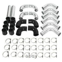 Universal 2.5 Intercooler Piping Kit +T-Bolt Clamps + Blk Silicone Coupler 12Pc