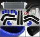Universal Diy 8 Piece 2.5 Fmic Turbo Intercooler Black Piping Blue Coupler Kit