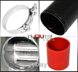 Universal Diy 8Pc 2.5 Turbo Intercooler Black Piping Pipe Kit With Red Couplers