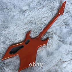 Warlock Orange Unfinished DIY Special Shape Electric Guitar Kit Black Binding