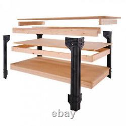 Workbench Table Legs Kit DIY Bench Custom Storage Wooden Shelf Garage Workshop