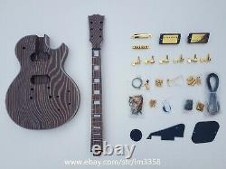 Zebra Wood Zingana Electric Guitar Kit (Body+Neck+All Parts) DIY Electric Guitar